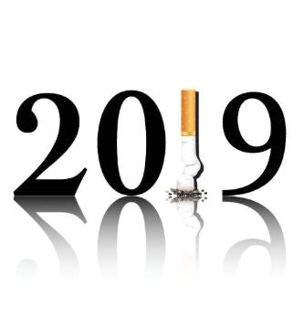Blog HappeSmoke | En 2019, j'arrête de fumer! Illustration du chiffre 2019 avec une cigarette écrasée remplaçant le chiffre 1