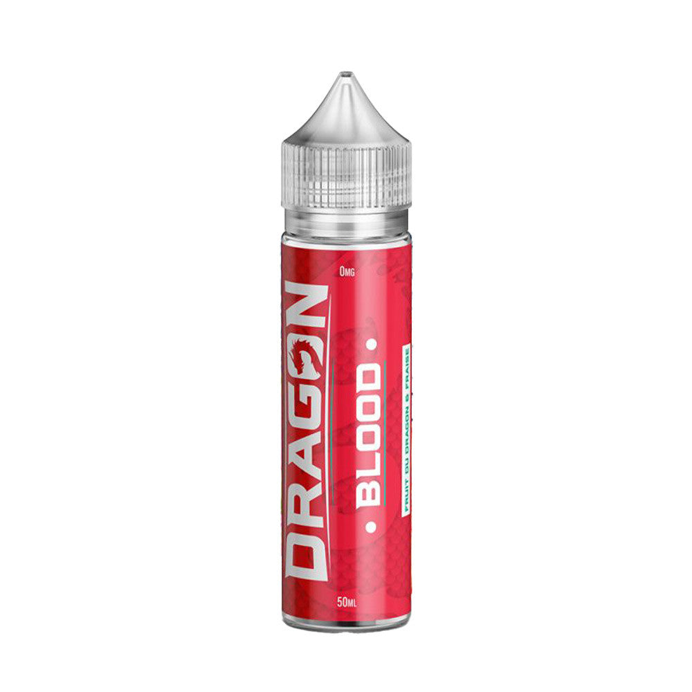 E-liquide Blood 50 ml - Dragon. E-liquide Blood avec flacon transparent et étiquette rouge Dragon