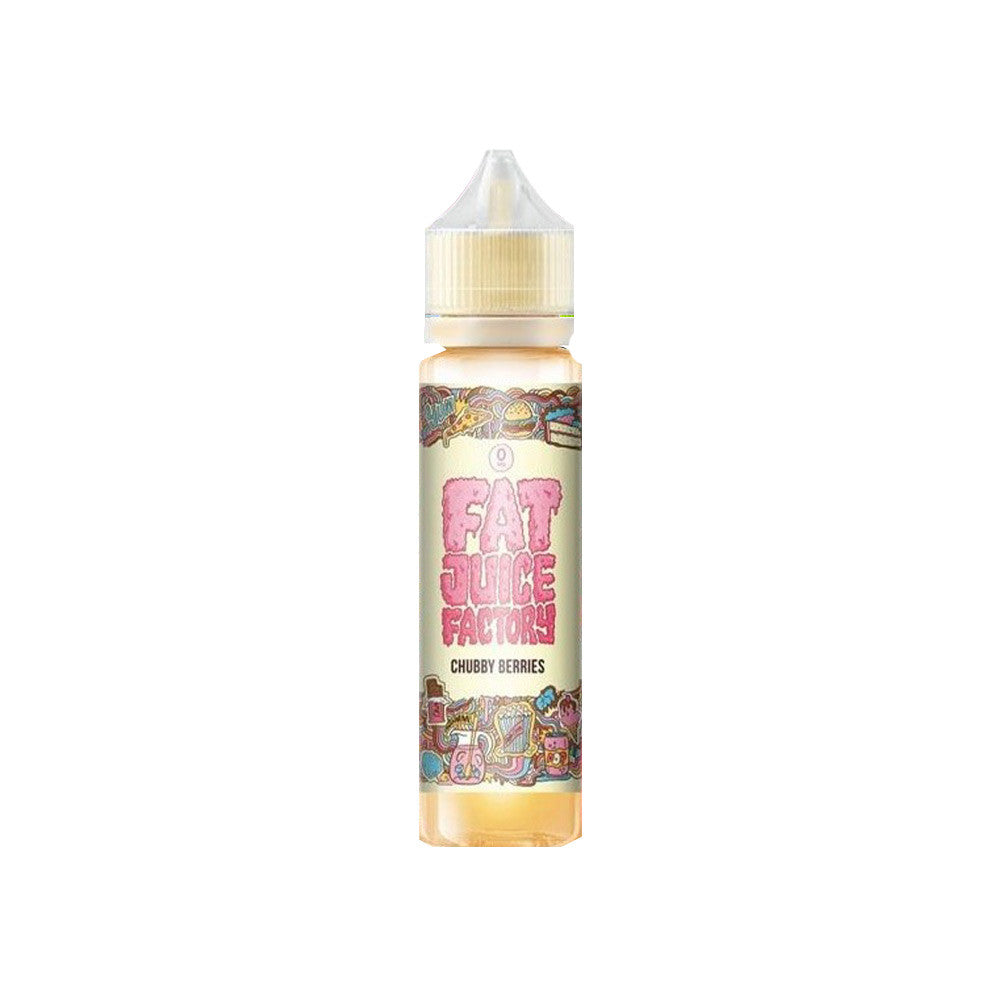E-liquide Chubby Berries 50 ml - Pulp. E-liquide Chubby Berries avec flacon transparent et étiquette colorée avec illustrations