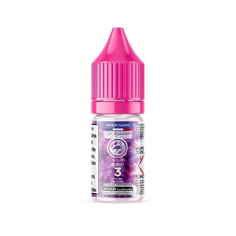 E-liquide Gold Blend 10 ml - LiquidArom. E-liquide Gold Blend avec flacon transparent et bouchon rose