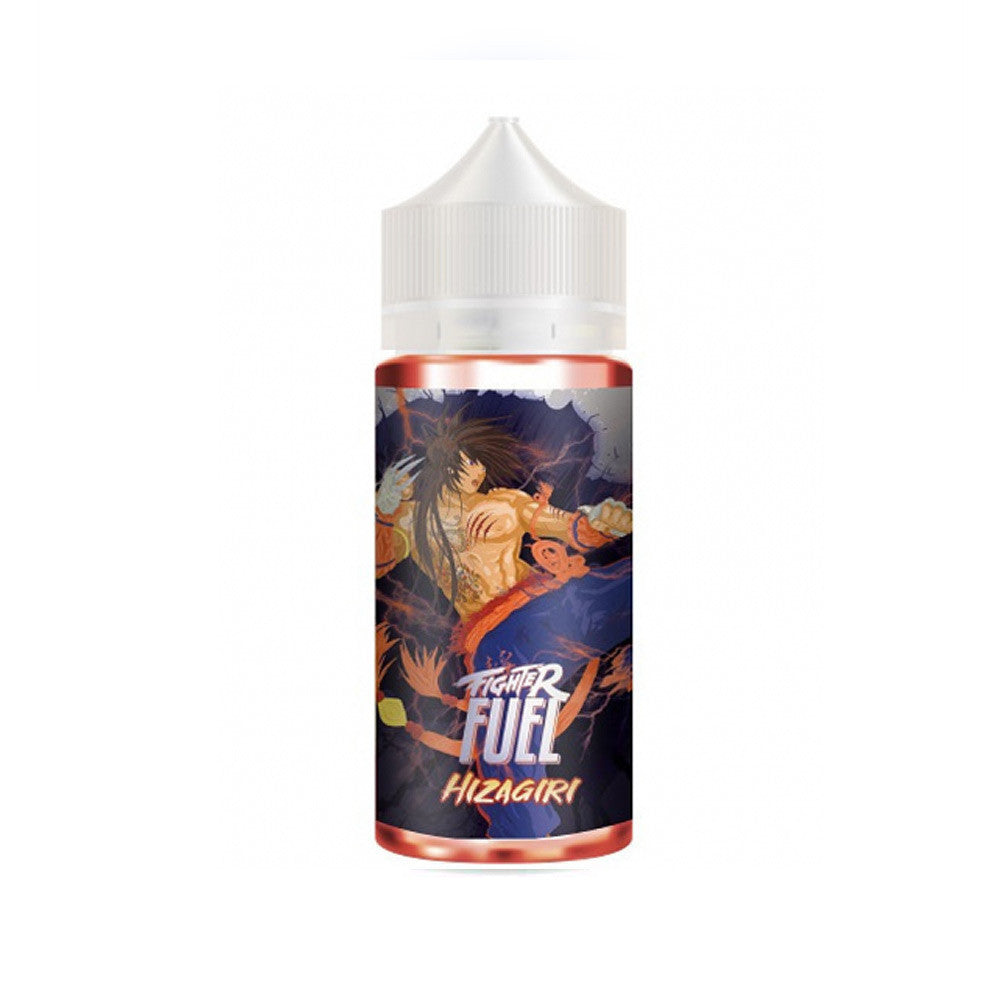 E-liquide Hizagiri 100 ml - Fighter Fuel. E-liquide Hizagiri flacon avec illustration de combattant animé en action