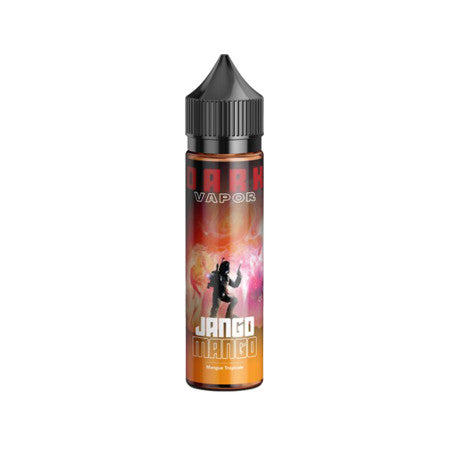 E-liquide Jango Mango 50 ml - Dark Vapor. E-liquide Jango Mango flacon transparent avec bouchon noir et étiquette orange et rouge