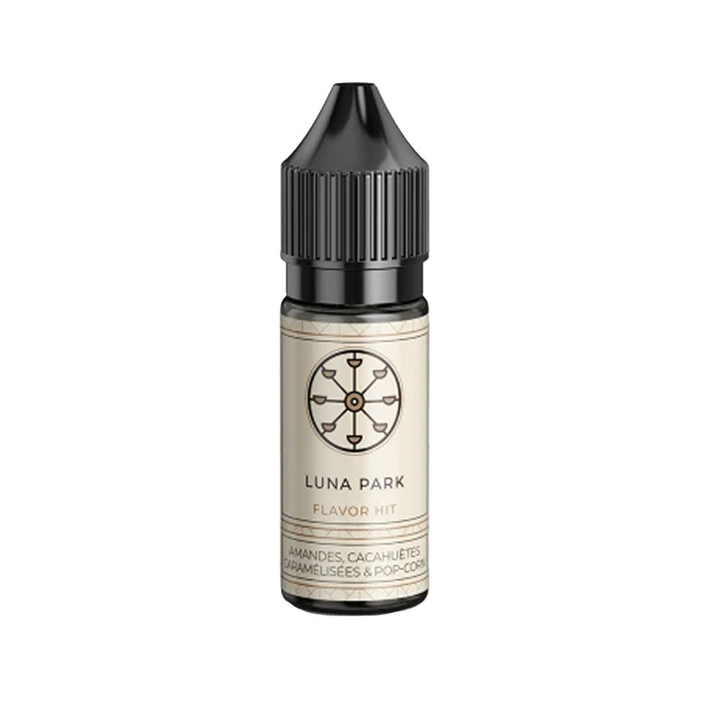 E-liquide Luna Park 10 ml - Flavor Hit. E-liquide Luna Park flacon noir avec étiquette beige et illustration de grande roue