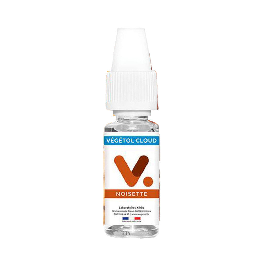E-liquide Noisette 10 ml - Végétol. E-liquide Noisette flacon transparent avec bouchon blanc