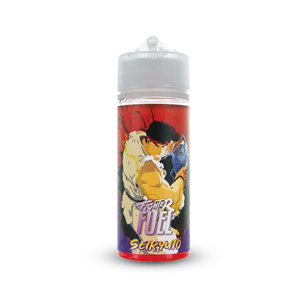 E-liquide Seiryuto 100 ml - Fighter Fuel. E-liquide Seiryuto avec illustration d'un combattant en kimono sur fond rouge