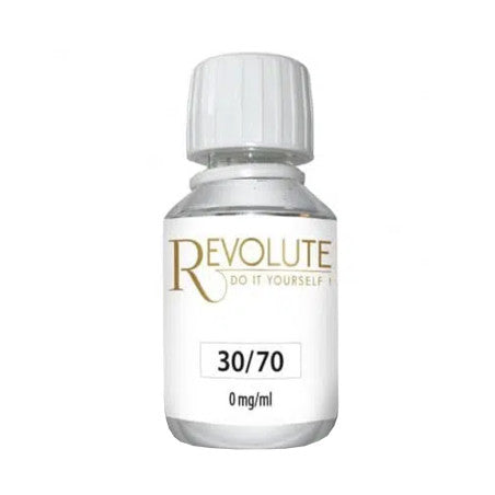 Base 30% PG - 70% VG 115 ml - Revolute flacon plastique blanc avec étiquette blanche et texte doré