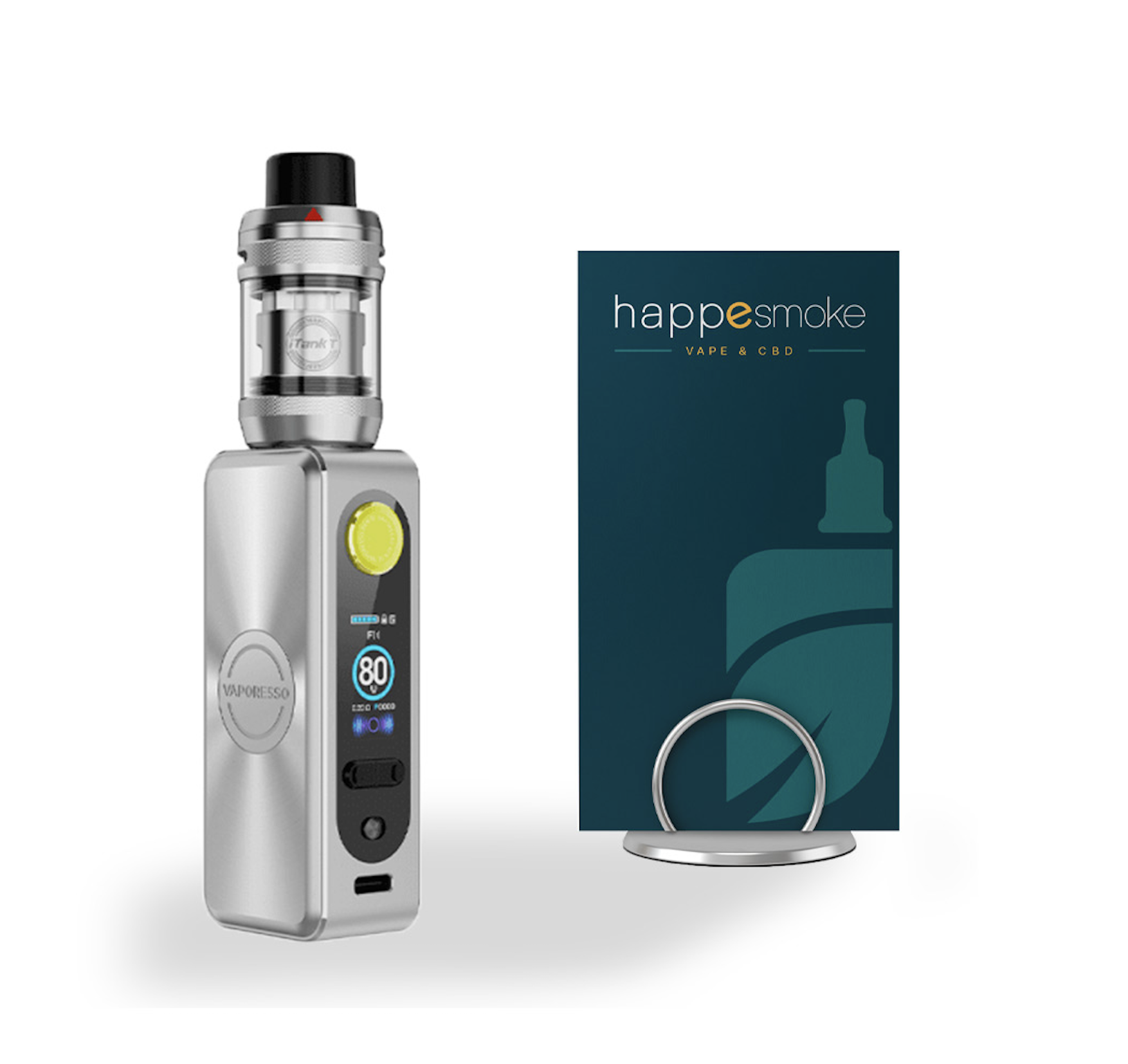 Kit Gen SE 80w - Vaporesso. Kit Gen SE 80w argent avec écran coloré et bouton jaune