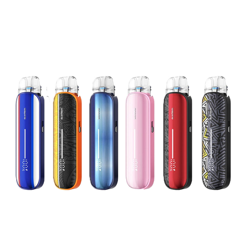 Pod Pixo Aura 30W - Aspire. Pod Pixo Aura 30W en six coloris alignés sur fond blanc