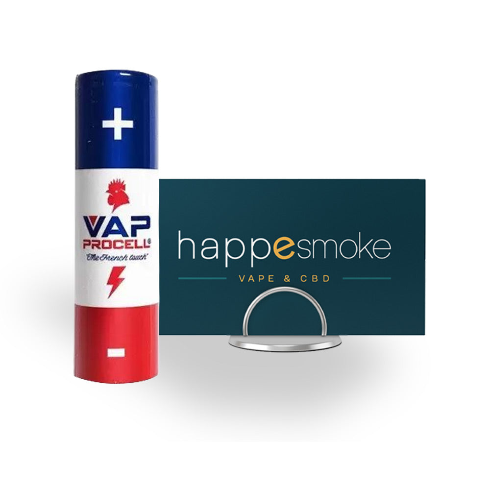 Accumulateur 21700 4200 mAh - Vap Procell. Accumulateur tricolore bleu blanc rouge avec symbole plus et moins