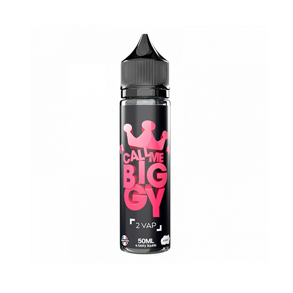 E-liquide 2 Vap 50 ml - Etasty. E-liquide 2 Vap avec flacon noir et texte rose call me big gy