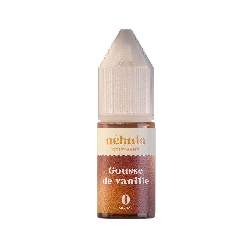 E-liquide Gousse de Vanille 10 ml - Nébula. E-liquide Gousse de Vanille avec flacon transparent et bouchon blanc