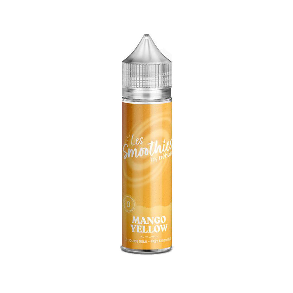E-liquide Mango Yellow 50 ml - Les Smoothies - Nébula. E-liquide Mango Yellow avec flacon plastique transparent et étiquette jaune