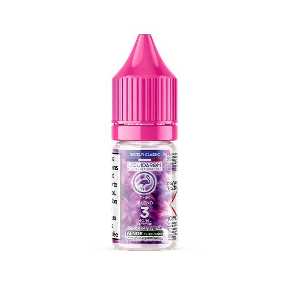 E-liquide PHM Blend 10 ml - LiquidArom. E-liquide PHM Blend flacon transparent avec bouchon rose