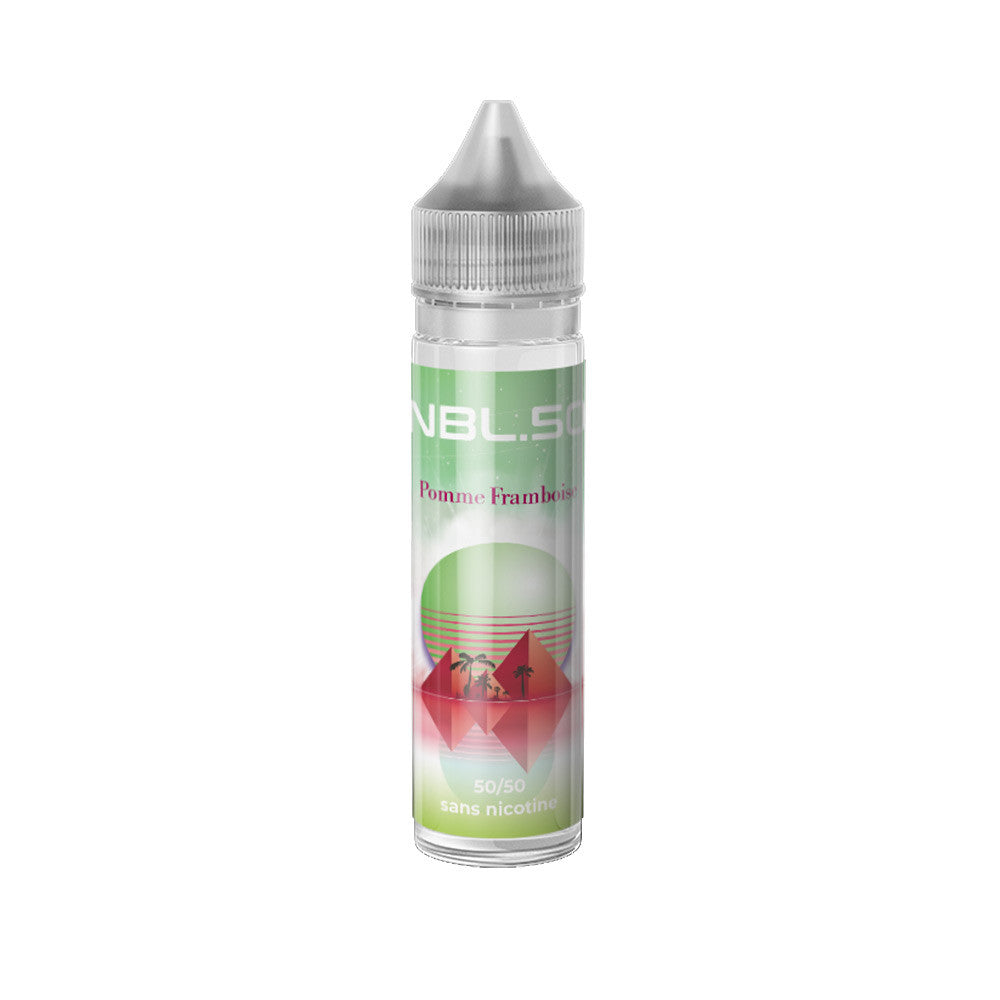 E-liquide Pomme Framboise 50 ml - NBL50. E-liquide Pomme Framboise 50 ml flacon transparent avec étiquette verte illustrée