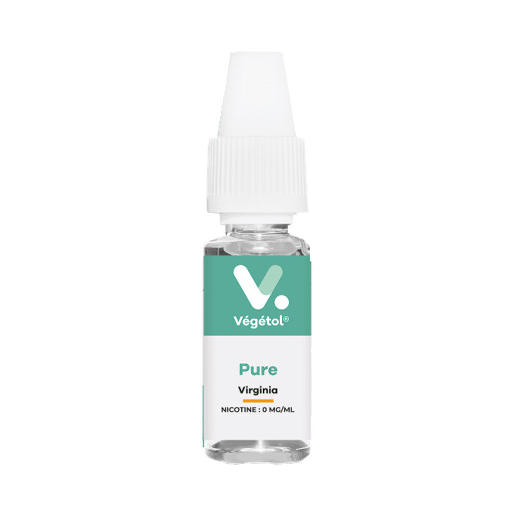 E-liquide Pure Virginia - Végétol flacon transparent avec étiquette verte et blanche