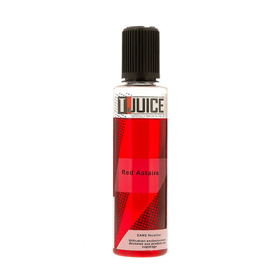 E-liquide Red Astaire 50 ml - T-Juice. E-liquide Red Astaire flacon transparent avec liquide rouge et bouchon noir