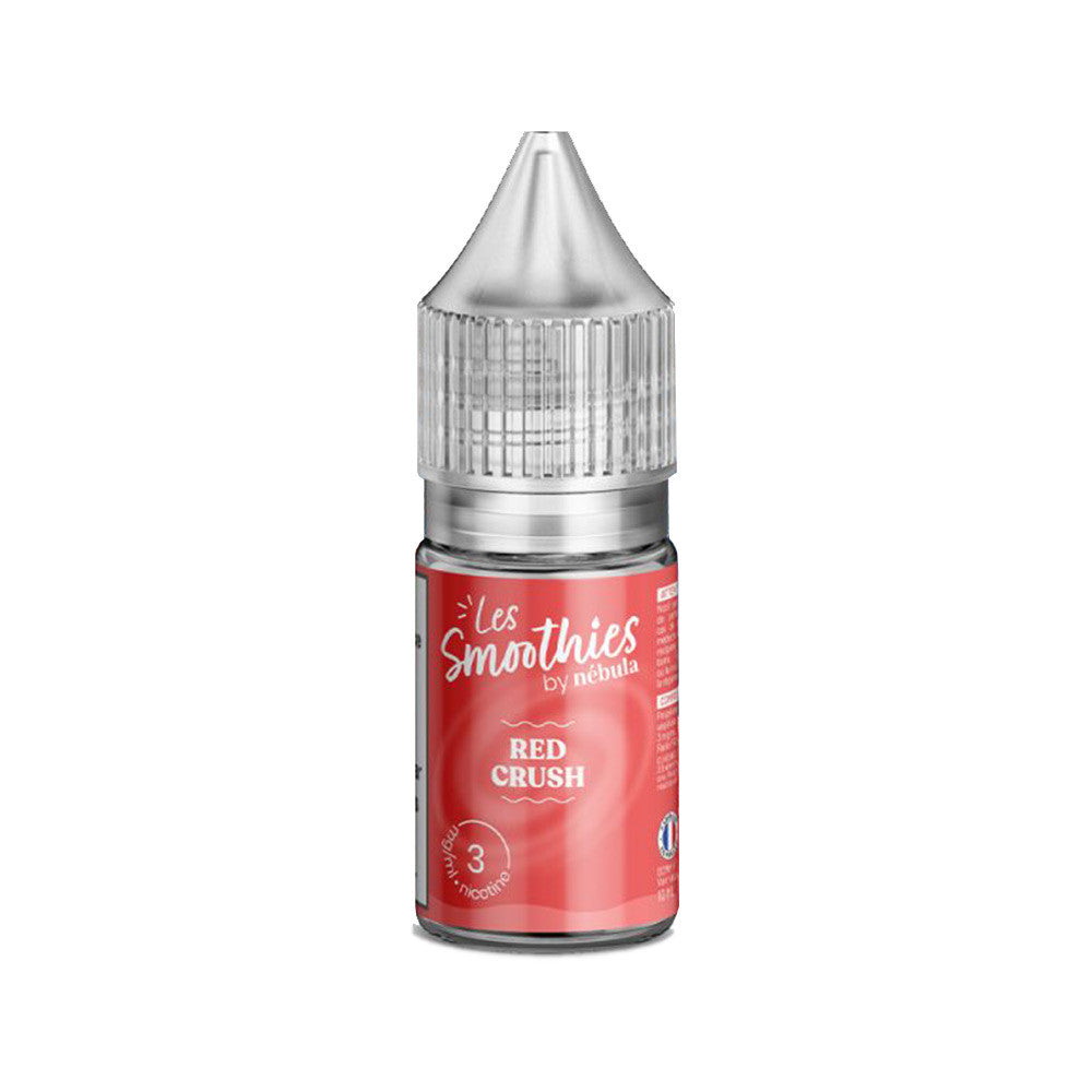 E-liquide Red Crush 10 ml - Les Smoothies by Nébula. E-liquide Red Crush avec flacon transparent et étiquette rouge