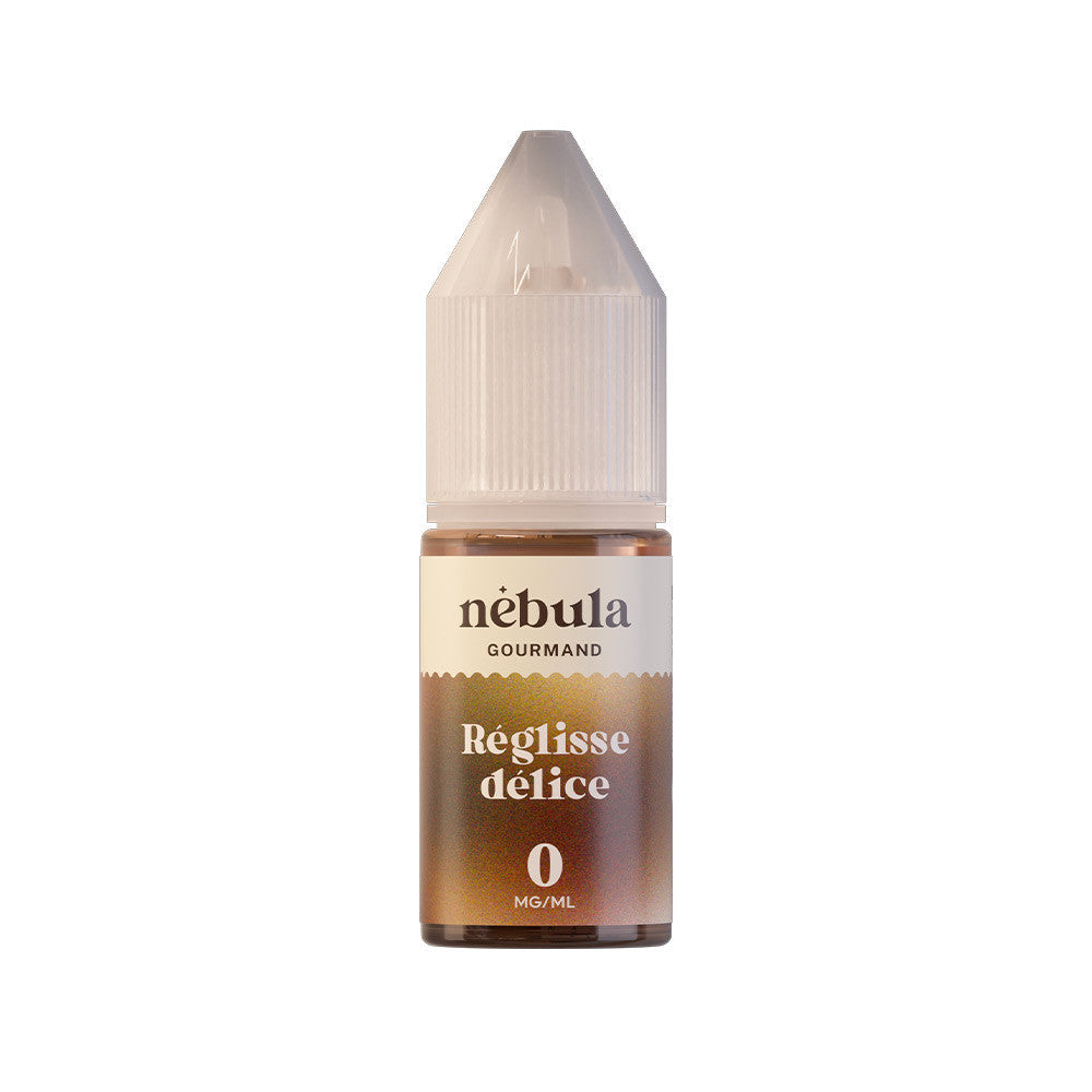 E-liquide Réglisse Délice 10 ml - Nébula. E-liquide Réglisse Délice flacon transparent avec bouchon blanc