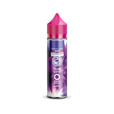 E-liquide Silver Blend 50 ml - Liquidarom. E-liquide Silver Blend avec flacon transparent et bouchon rose