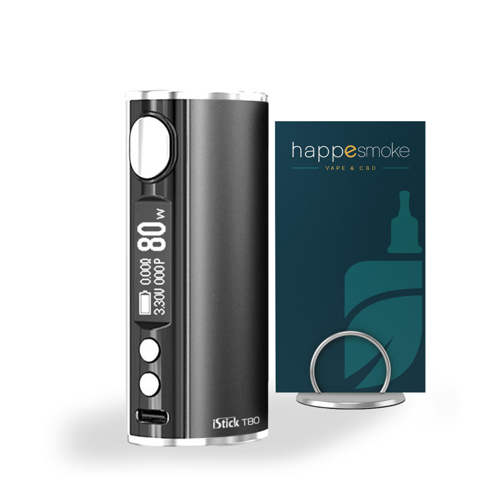 Box Istick T 80W- Eleaf. Box Istick T 80W noire avec écran digital et boutons de contrôle