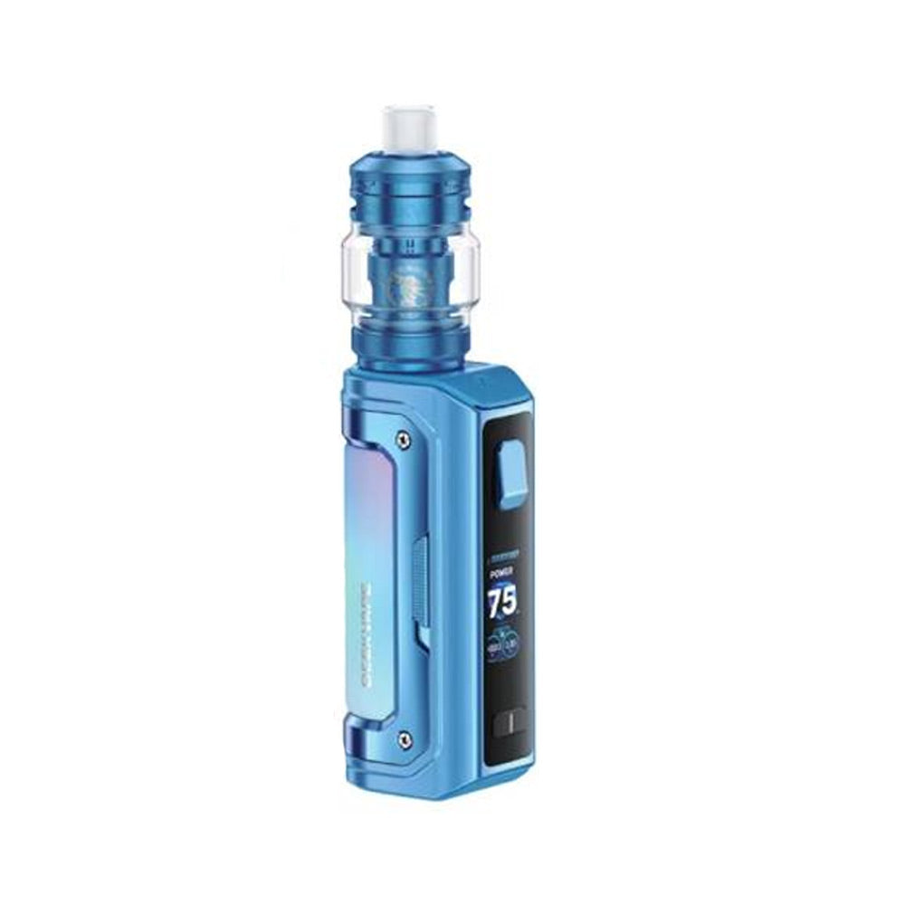 Kit Mini 5 3200mAh - GeekVape. Kit Mini 5 3200mAh bleu métallisé avec écran et embout blanc